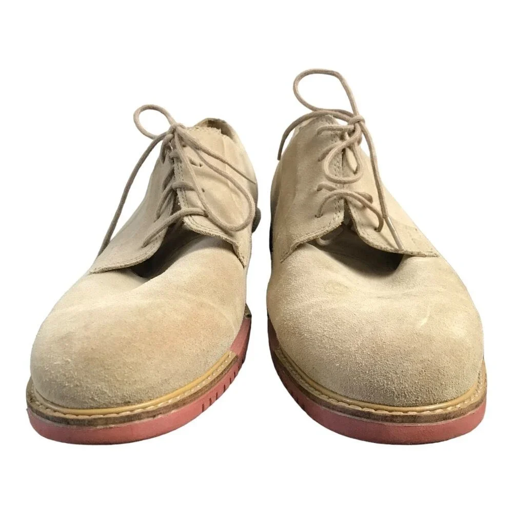 Cole Haan Derby Mens 11 Tan Suede C12161 Lace‎ Up Brick Red Sole Plain Toe Shoes